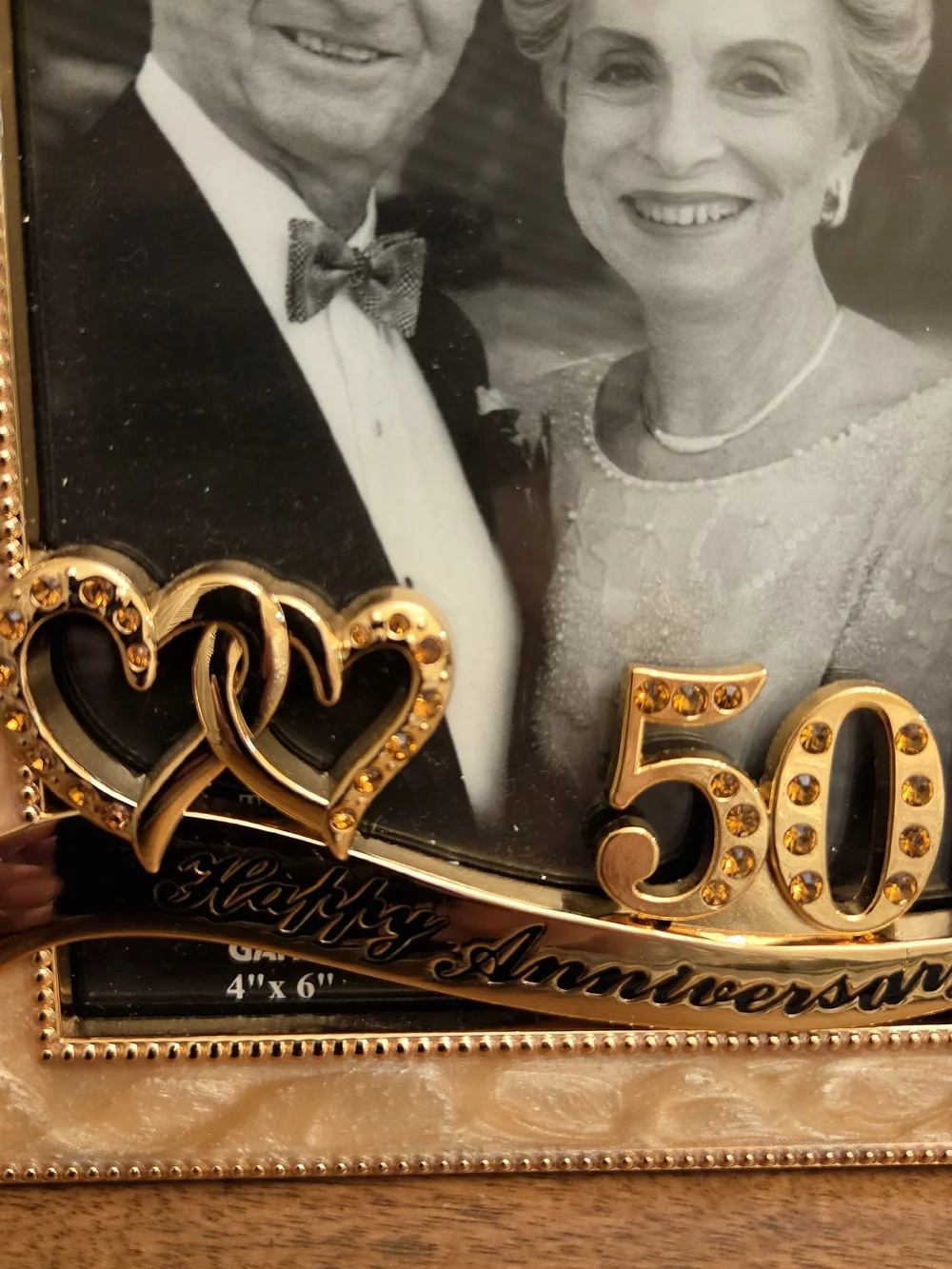 Things Remembered 50th Wedding Anniversary 4x6 Picture Frame NIB Gold Hearts